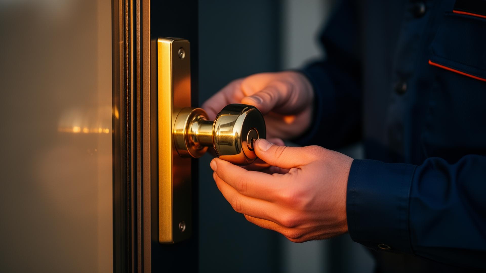 Professional Los Angeles locksmith installing a deadbolt